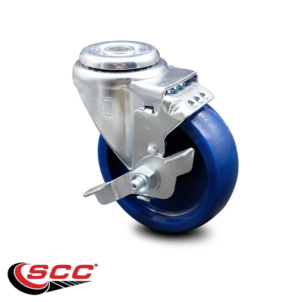 Service Caster 4 Inch Solid Polyurethane Wheel Swivel Bolt Hole Caster with Brake SCC SCC-BH20S414-SPUS-TLB - main